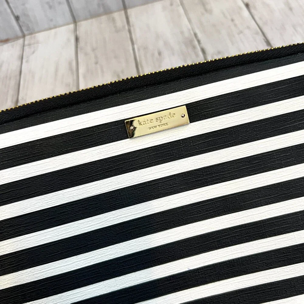 Kate Spade Saffiano Black & White Stripe Tablet Laptop Case